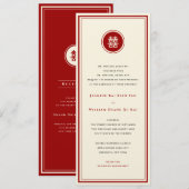 Circle Red Double Happiness Moderne Chinese bruilo Kaart (Voorkant / Achterkant)