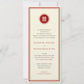 Circle Red Double Happiness Moderne Chinese bruilo Kaart (Voorkant)
