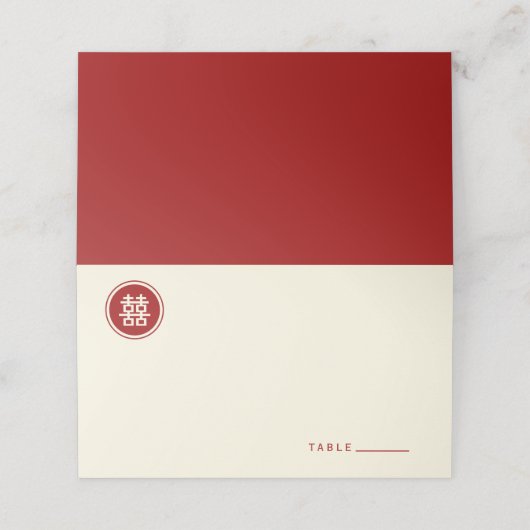 Circle Red Double Happiness Moderne Chinese bruilo Plaatskaartje (Buitenkant ongevouwen)