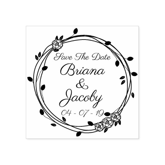 Circle Romantische Rozen Bewaar de datum Rubberstempel (Afrduk)