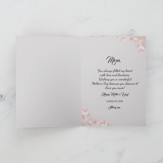 Circle Rustic Floral Grey Moederdag Card Kaart (Binnen)