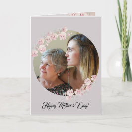 Circle Rustic Floral Grey Moederdag Card Kaart