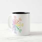 circle scissor tweekleurige koffiemok (Voorkant links)