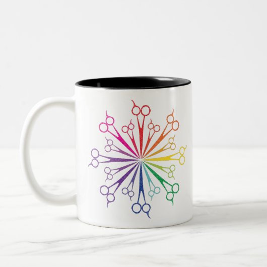 circle scissor tweekleurige koffiemok (Links)