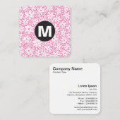Circle Spot Monogram - Bloemen - Roze #EF84B4 Vierkante Visitekaartje (Voorkant / Achterkant)