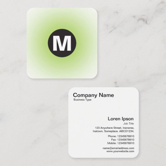 Circle Spot Monogram - Gradiënt - Martian Green Vierkante Visitekaartje (Voorkant / Achterkant)