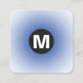 Circle Spot Monogram - Gradiënt - Navy Blue en Wt Vierkante Visitekaartje (Voorkant)