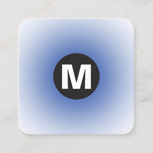 Circle Spot Monogram - Gradiënt - Navy Blue en Wt Vierkante Visitekaartje (Voorkant)