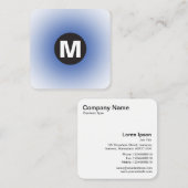 Circle Spot Monogram - Gradiënt - Navy Blue en Wt Vierkante Visitekaartje (Voorkant / Achterkant)