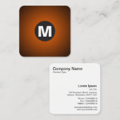 Circle Spot Monogram - Gradiënt - Oranje aan Zwart Vierkante Visitekaartje (Voorkant / Achterkant)