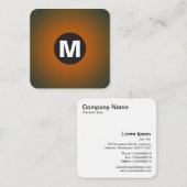 Circle Spot Monogram - Gradiënt - Oranje, DK Groen Vierkante Visitekaartje (Voorkant / Achterkant)