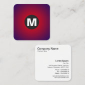 Circle Spot Monogram - Gradiënt - Rood tot diepzee Vierkante Visitekaartje (Voorkant / Achterkant)