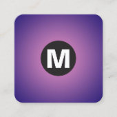 Circle Spot Monogram - Gradiënt - Roze op Dp Navy Vierkante Visitekaartje (Voorkant)