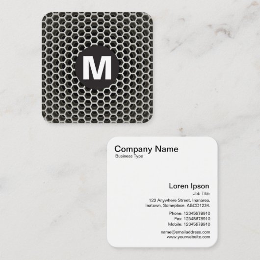 Circle Spot Monogram - Honeycomb Warm Vierkante Visitekaartje (Voorkant / Achterkant)