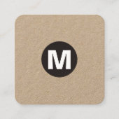 Circle Spot Monogram - Kraft Vierkante Visitekaartje (Voorkant)