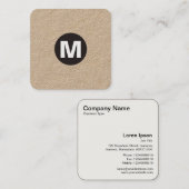 Circle Spot Monogram - Kraft Vierkante Visitekaartje (Voorkant / Achterkant)