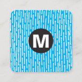 Circle Spot Monogram - Lijnen - Blauw #00B0EF Vierkante Visitekaartje (Voorkant)