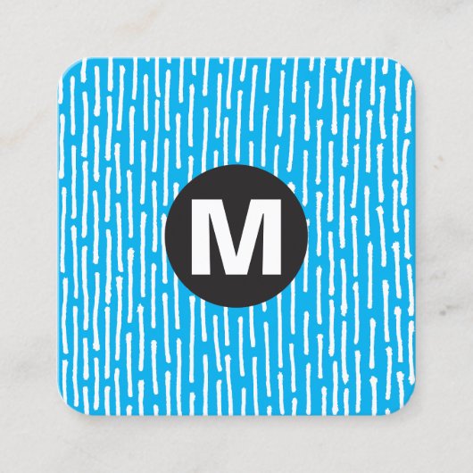 Circle Spot Monogram - Lijnen - Blauw #00B0EF Vierkante Visitekaartje (Voorkant)