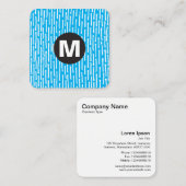 Circle Spot Monogram - Lijnen - Blauw #00B0EF Vierkante Visitekaartje (Voorkant / Achterkant)