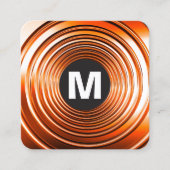 Circle Spot Monogram - Long Spring Oranje Vierkante Visitekaartje (Voorkant)