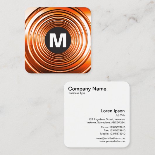 Circle Spot Monogram - Long Spring Oranje Vierkante Visitekaartje (Voorkant / Achterkant)