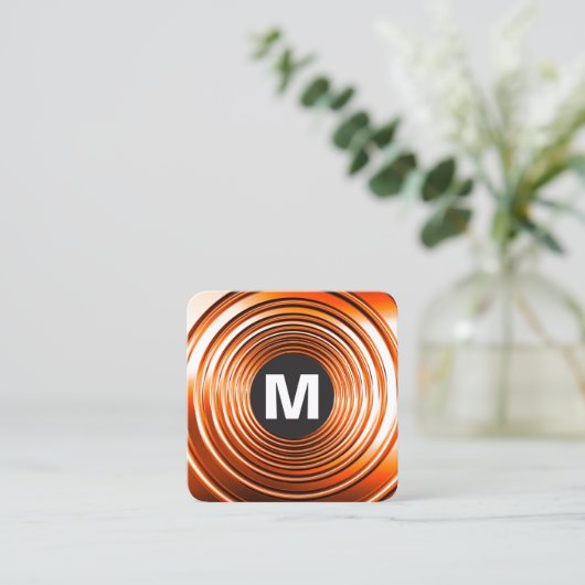 Circle Spot Monogram - Long Spring Oranje Vierkante Visitekaartje (Staand voorkant)