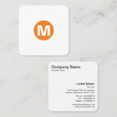 Circle Spot Monogram - Oranje Vierkante Visitekaartje (Voorkant / Achterkant)