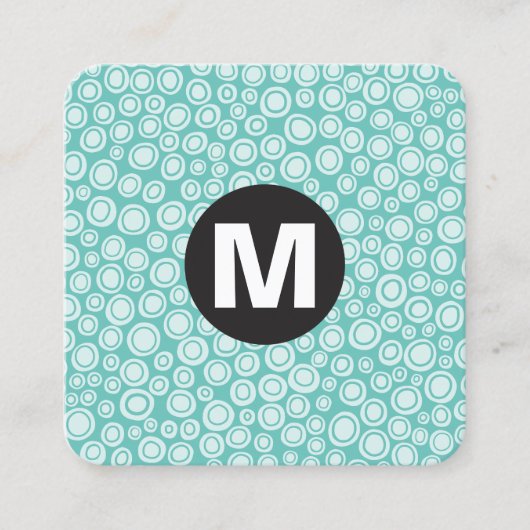 Circle Spot Monogram - Spots - Turquoise Vierkante Visitekaartje (Voorkant)