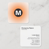 Circle Spot Monogram - Verloop - Oranje op wit Vierkante Visitekaartje (Voorkant / Achterkant)