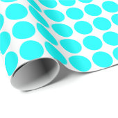 Circle Spots - Cyaan op wit Cadeaupapier (Rol Hoek)