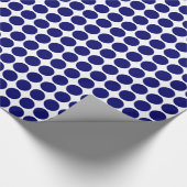 Circle Spots - Deep Navy on White Cadeaupapier (Hoek)