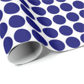 Circle Spots - Deep Navy on White Cadeaupapier (Rol Hoek)
