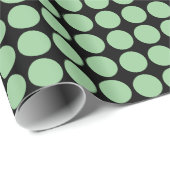 Circle Spots - Faded groen op zwart Cadeaupapier (Rol Hoek)