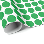 Circle Spots - Groen grazen op wit Cadeaupapier (Rol Hoek)