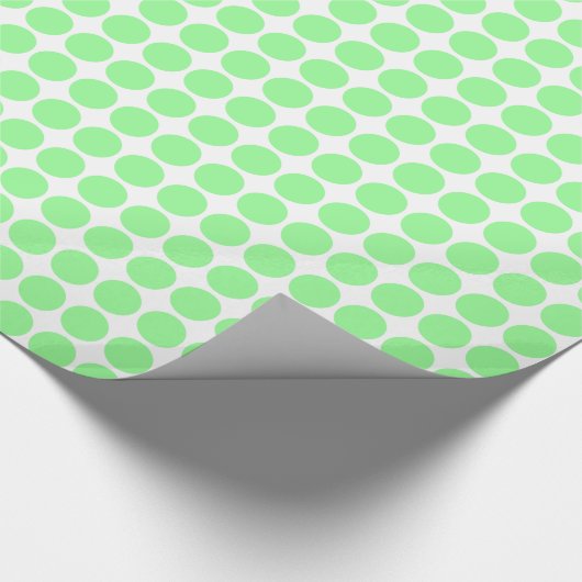 Circle Spots - Munt Groen op Wit Cadeaupapier (Hoek)