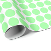 Circle Spots - Munt Groen op Wit Cadeaupapier (Rol Hoek)