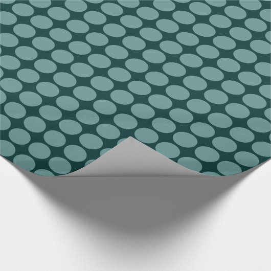 Circle Spots - Ocean Green op Dark Green Cadeaupapier (Hoek)