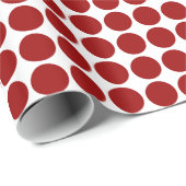 Circle Spots - Ruby Red op White Cadeaupapier (Rol Hoek)