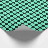 Circle Spots - Turquoise op Black Cadeaupapier (Hoek)