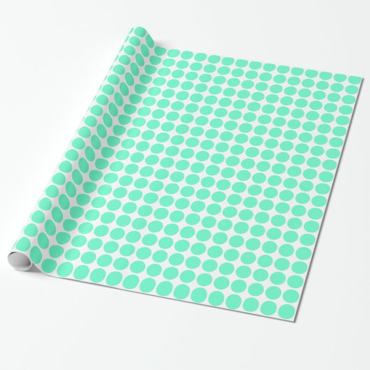 Circle Spots - Turquoise op White Cadeaupapier (Uitgerold)