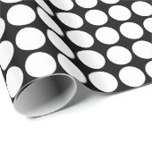 Circle Spots - White on Black Cadeaupapier (Rol Hoek)