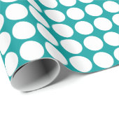 Circle Spots - White op Turquoise Cadeaupapier (Rol Hoek)