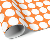Circle Spots - Wit op Sinaasappel Cadeaupapier (Rol Hoek)