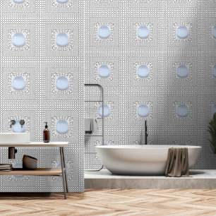 Circle Squares Burst Blue Nugget Behang