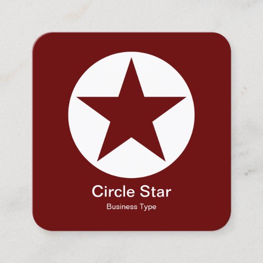 Circle Star - Wit op donkerrood bruin Vierkante Visitekaartje (Voorkant)