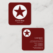 Circle Star - Wit op donkerrood bruin Vierkante Visitekaartje (Voorkant / Achterkant)