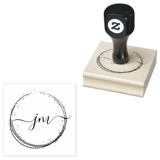Circle-Stippen-Art, Monogram, Handschrift Stempel (Gestempeld)