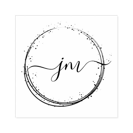 Circle-Stippen-Art, Monogram, Handschrift Stempel (Afrduk)