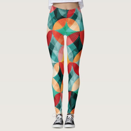 Circle Symphony: Kleurrijke Abstracte Vintage Leggings (Voorkant)