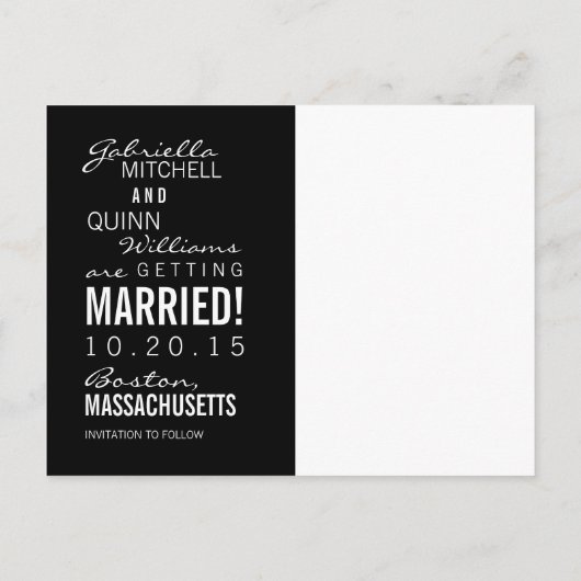 Circle Text & Photo Black Briefkaart Datum opslaan (Achterkant)